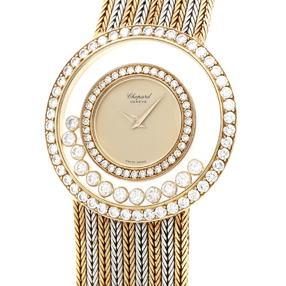 電池交換済 Chopard ショパール ハッピーダイヤモンド 1159 ダイヤモンド 12Pムービングダイヤ ゴールド K18WG ホワイトゴールド K18YG イエローゴールド コンビ レディース クォーツ【6ヶ月保証】【腕時計】【中古】