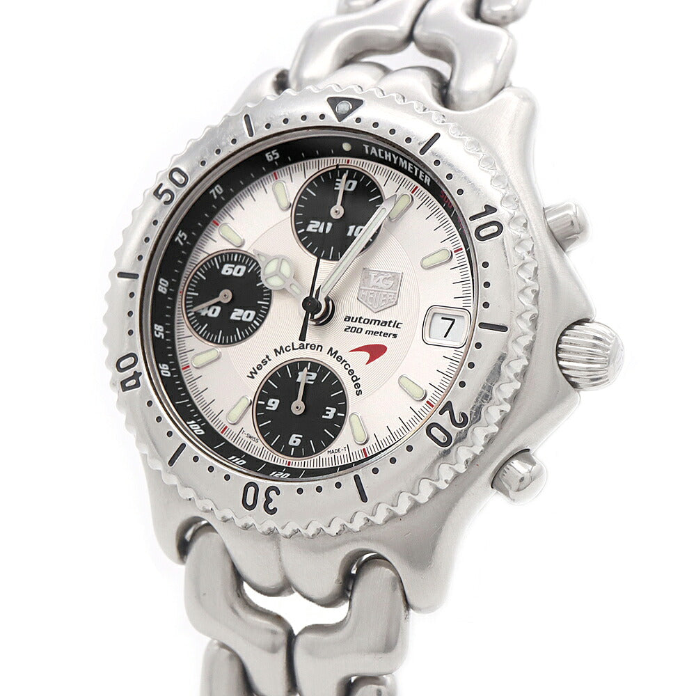 TAG Heuer タグホイヤー S/el セル マクラーレン メルセデス 1500本限定 クロノグラフ CG2113 デイト 200m防水 シルバー SS ステンレス メンズ 自動巻き【6ヶ月保証】【腕時計】【中古】