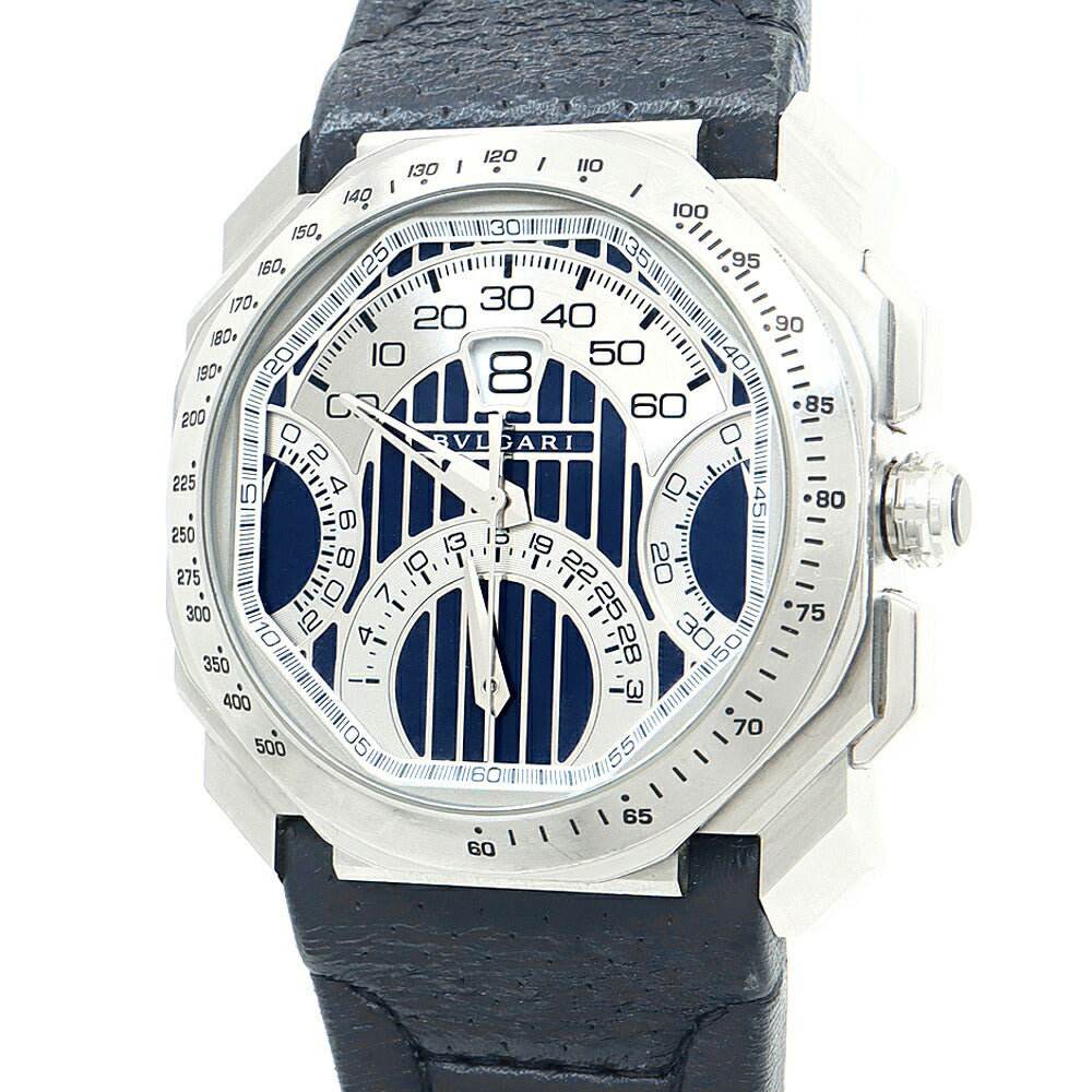 BVLGARI ブルガリ ジェラルドジェンタ オクト マセラティ スペシャルエディション クロノグラフ BGO45SCHQR BGO45C3SLDCHQR/MAS レトログラード デイト 青 ブルー SS ステンレス 純正ベルト 純正尾錠 メンズ 自動巻き【6ヶ月保証】【腕時計】【中古】