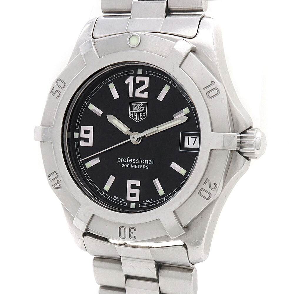 電池交換済 TAG Heuer タグホイヤー 2000 エクスクルーシブ WN1110 デイト 200m防水 黒 ブラック SS ステンレス メンズ クォーツ【6ヶ月保証】【腕時計】【中古】