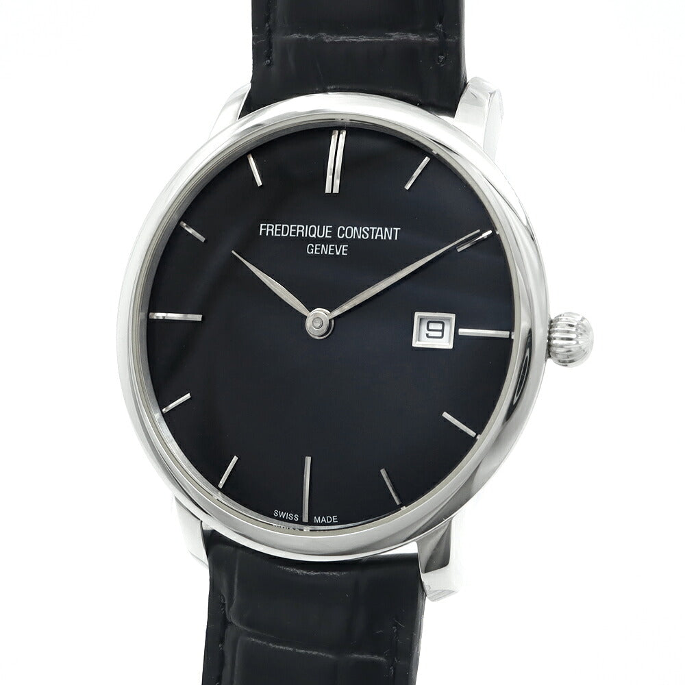 FREDERIQUE CONSTANT フレデリックコンスタント スリムライン FC-306X4S6 デイト 黒 ブラック SS ステンレス 純正ベルト 純正尾錠 メンズ 自動巻き【6ヶ月保証】【腕時計】【中古】