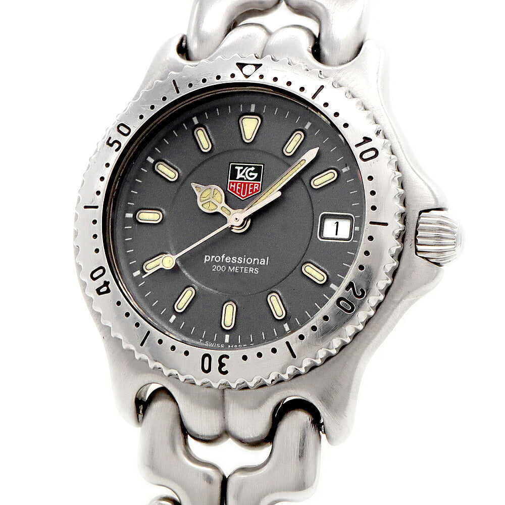 電池交換済 TAG Heuer タグホイヤー S/el セル プロフェッショナル WG1213-K0 デイト 200m防水 グレー SS ステンレス メンズ レディース ボーイズ クォーツ【6ヶ月保証】【腕時計】【中古】
