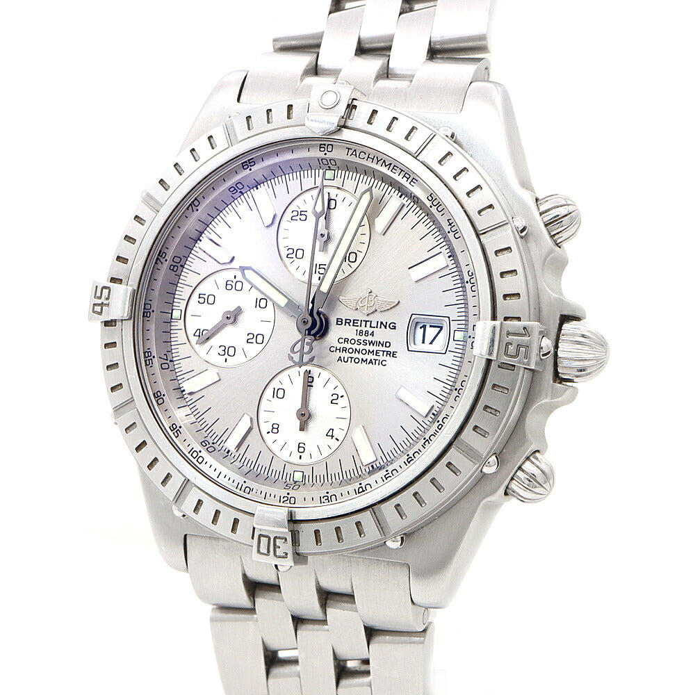 BREITLING ブライトリング クロスウィンド レーシング クロノグラフ A13355 デイト 100m防水 シルバー SS ステンレス メンズ 自動巻き 【6ヶ月保証】【腕時計】【中古】