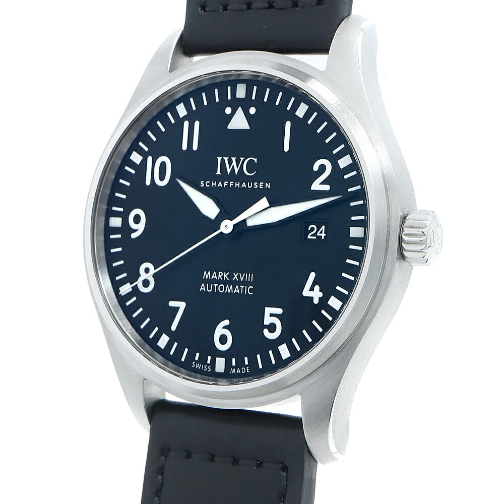 IWC インターナショナルウォッチカンパニー パイロットウォッチ マークXVIII IW327001 デイト 60m防水 黒 ブラック SS ステンレス 純正ベルト 純正尾錠 メンズ 自動巻き【6ヶ月保証】【腕時計】【中古】
