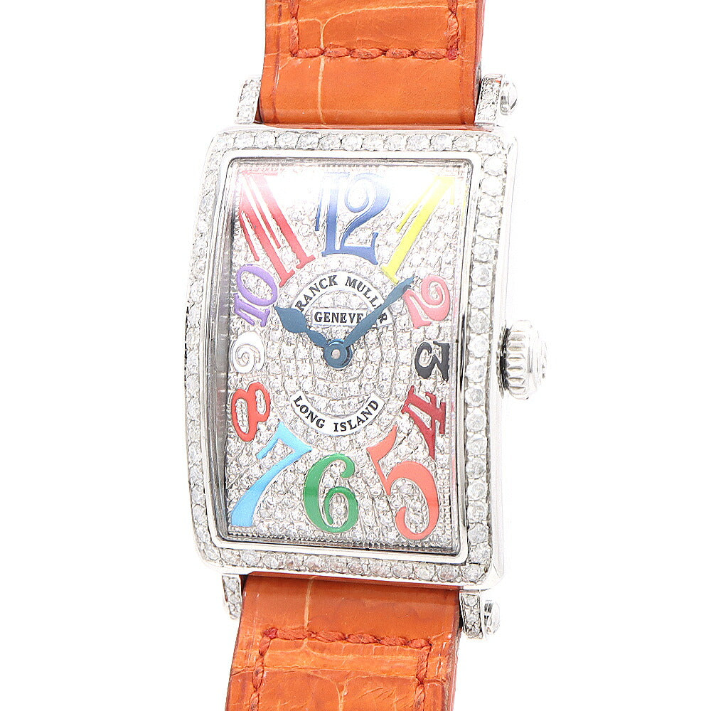 電池交換済 FRANCK MULLER フランクミュラー ロングアイランド カラードリーム ダイヤベゼル 902QZ ダイヤモンド SS ステンレス ダイヤ文字盤 アフターダイヤ レディース クォーツ【6ヶ月保証】【中古】【腕時計】