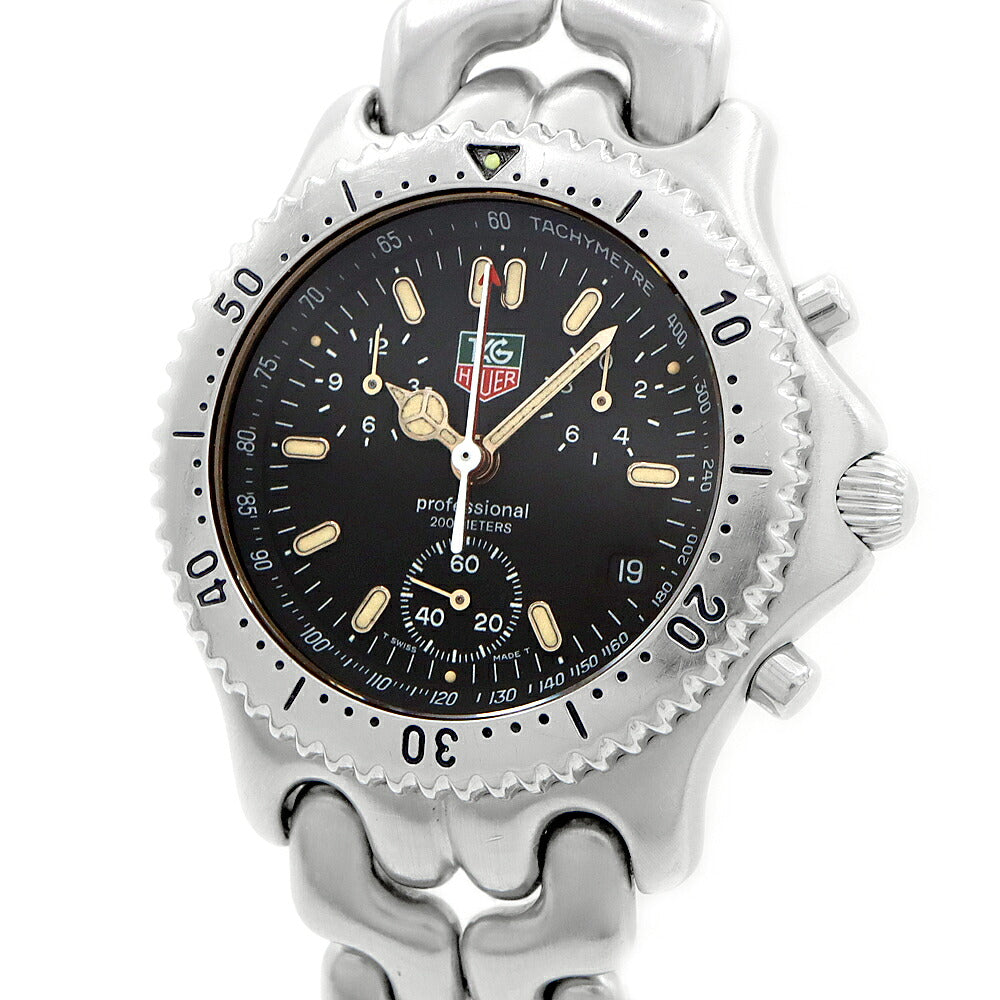 電池交換済 TAG Heuer タグホイヤー S/el セル プロフェッショナル200 クロノグラフ CG1110 デイト 200m防水 黒 ブラック SS ステンレス メンズ クォーツ【6ヶ月保証】【腕時計】【中古】