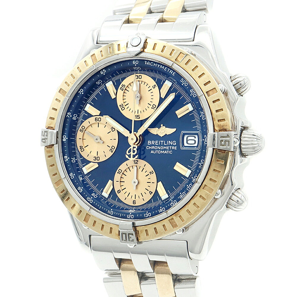 BREITLING ブライトリング クロノマット D13352 クロノグラフ デイト 100m防水 青 ブルー ゴールド K18YG イエローゴールド SS ステンレス コンビ メンズ 自動巻き【6ヶ月保証】【腕時計】【中古】