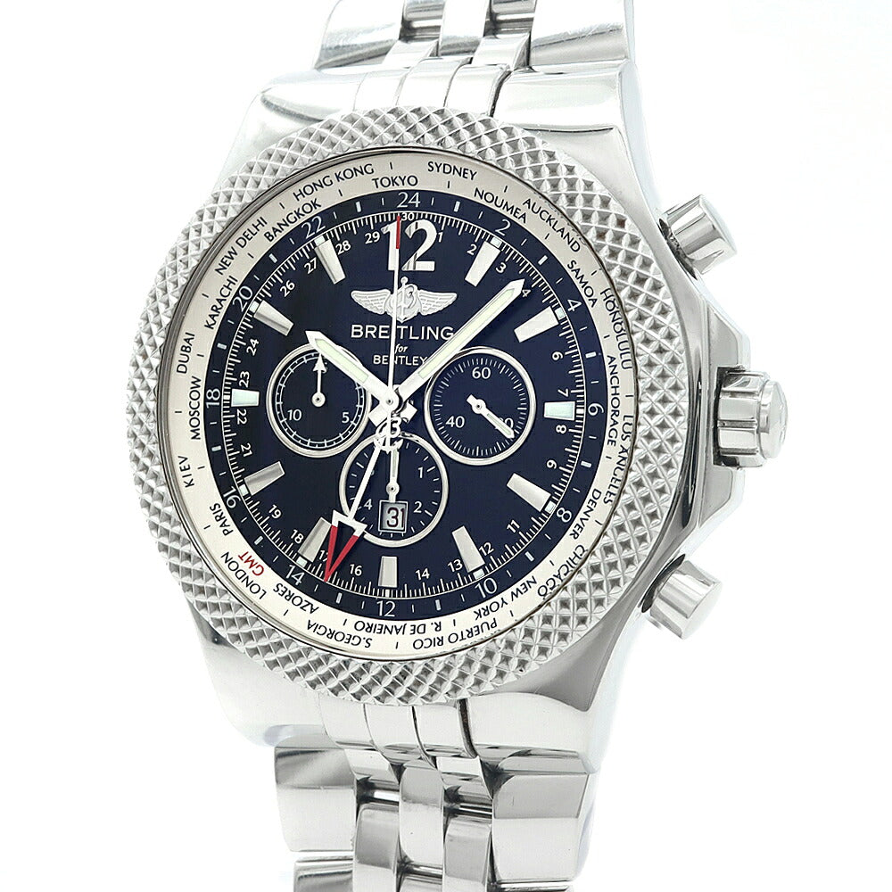 BREITLING ブライトリング ベントレー GMT クロノグラフ A47362 100m防水 デイト スモールセコンド 黒 ブラック SS ステンレス メンズ 自動巻き【自社保証6ヶ月】【腕時計】【中古】