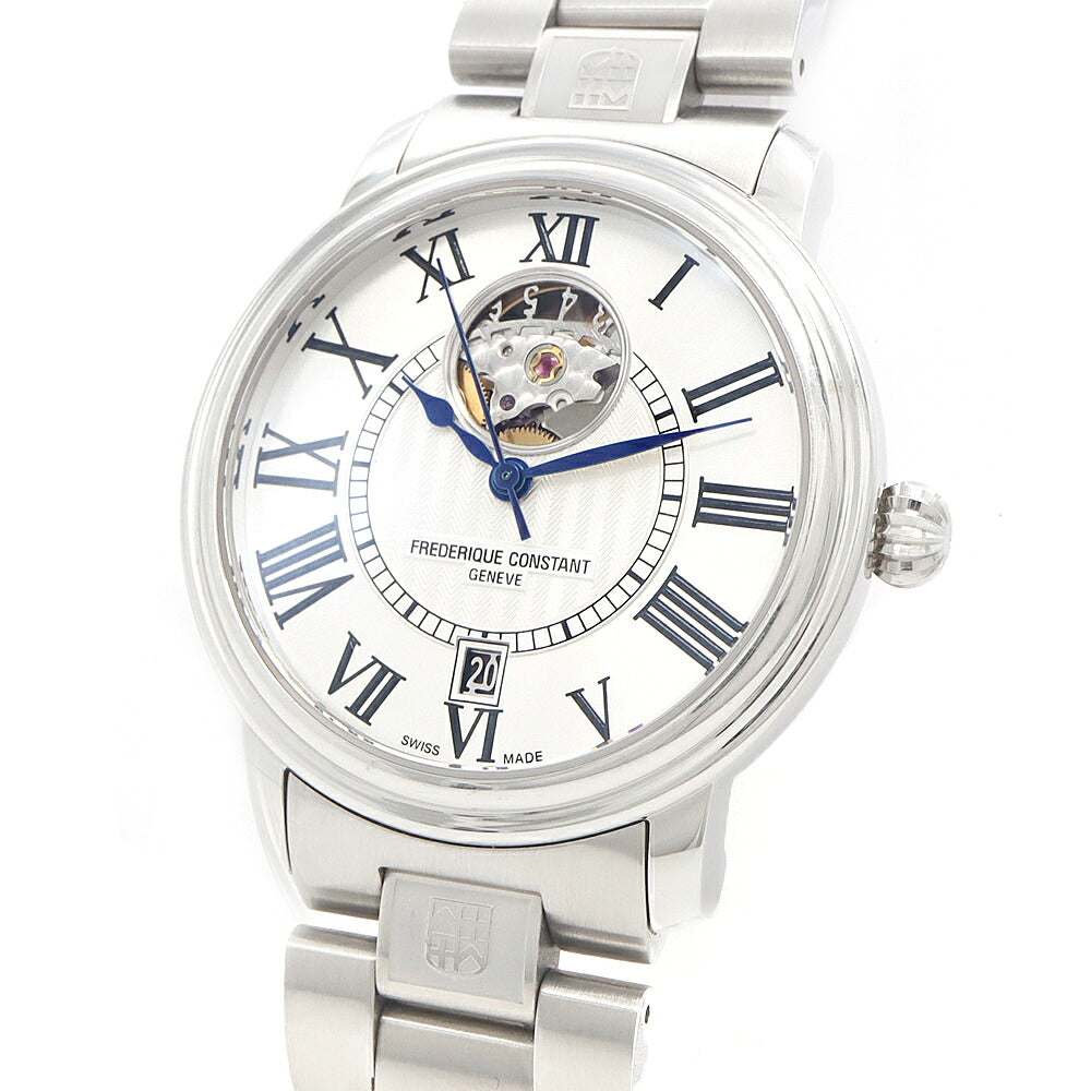 FREDERIQUE CONSTANT フレデリックコンスタント クラシック ハートビート FC-303/315X3P6 オープンハート デイト 裏スケ シルバー SS ステンレス メンズ 自動巻き【6ヶ月保証】【腕時計】【中古】