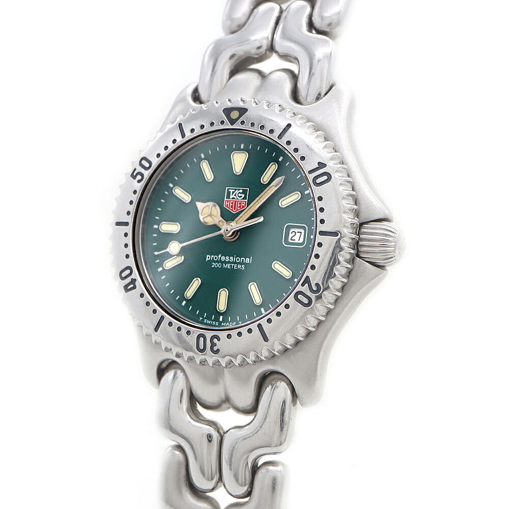 電池交換済 TAG Heuer タグホイヤー S/el セル プロフェッショナル WG1316-2 デイト 200m防水 緑 グリーン SS ステンレス レディース クォーツ【6ヶ月保証】【腕時計】【中古】