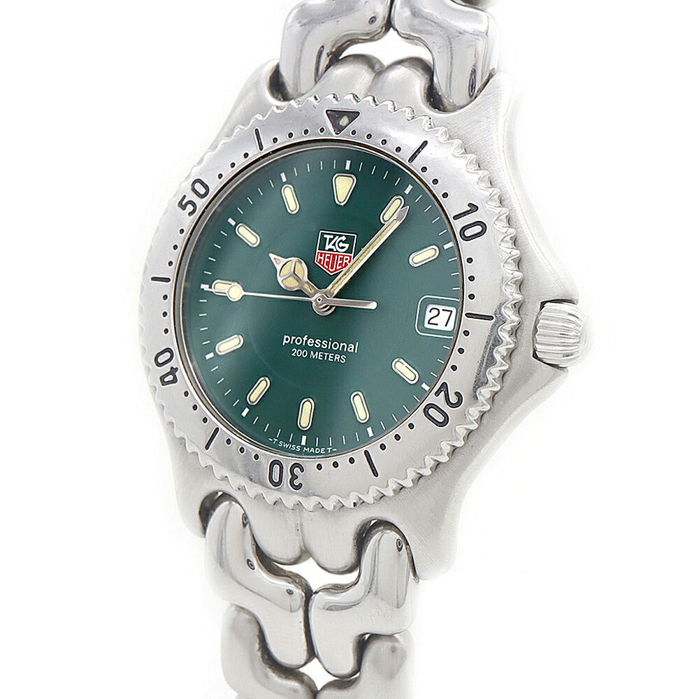 電池交換済 TAG Heuer タグホイヤー S/el セルシリーズ プロフェッショナル WG1116-0 WG1116 デイト 200m防水 緑 グリーン SS ステンレス メンズ クォーツ【6ヶ月保証】【腕時計】【中古】