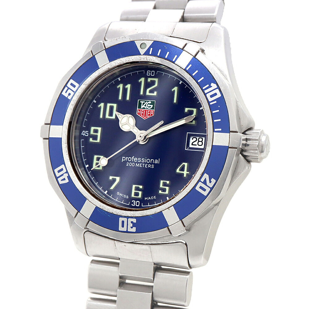 電池交換済 TAG Heuer タグホイヤー プロフェッショナル WM1213 デイト 200m防水 紺 ネイビー SS ステンレス メンズ レディース ボーイズ クォーツ【6ヶ月保証】【腕時計】【中古】