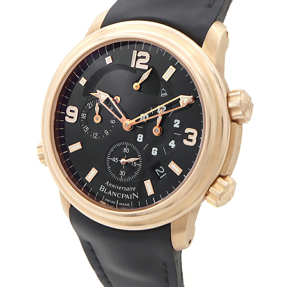 BLANCPAIN ブランパン レマン レヴェイユ GMT 270本限定 2041B-3630-64B 裏スケ アラーム デイト スモールセコンド パワーリザーブ 黒 ブラック K18RG レッドゴールド 純正ベルト 純正K18RG尾錠 メンズ 自動巻き【6ヶ月保証】【腕時計】【中古】