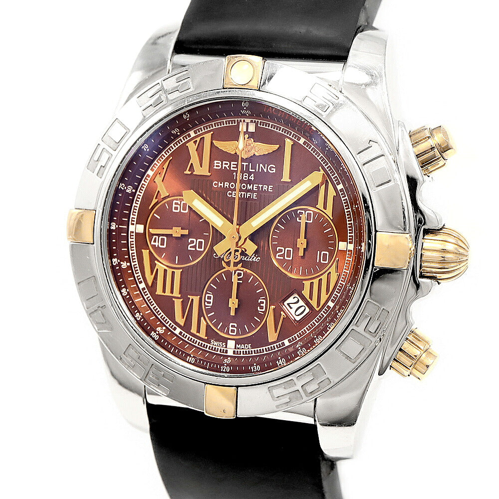内部点検済 BREITLING ブライトリング クロノマット 44 ビコロ IB0110 IB011012/B957 クロノグラフ 500m防水 デイト 茶 ブラウン YG イエローゴールド SS ステンレス コンビ 純正ベルト 純正尾錠 メンズ 自動巻き【6ヶ月保証】【腕時計】【中古】