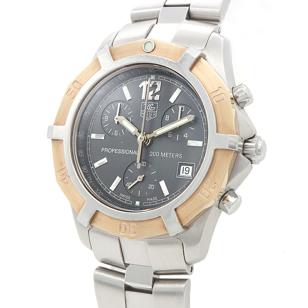 電池交換済 TAG Heuer タグホイヤー 2000 エクスクルーシブ プロフェッショナル クロノグラフ CN1150 デイト 200m防水 グレー SS ステンレス PGP ピンクゴールド メンズ クォーツ【6ヶ月保証】【腕時計】【中古】