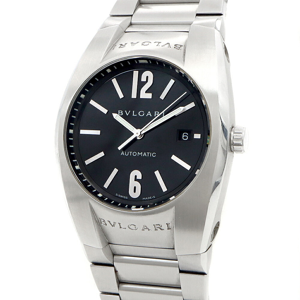 BVLGARI ブルガリ エルゴン EG40S デイト 黒 ブラック SS ステンレス メンズ 自動巻き【6ヶ月保証】【腕時計】【中古】