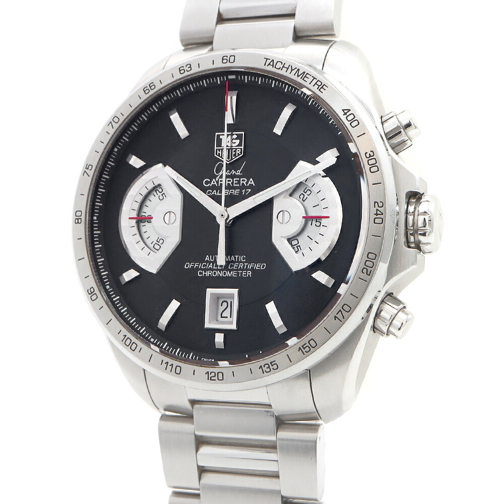 TAG Heuer タグホイヤー グランドカレラ キャリバー17RS クロノグラフ CAV511A BA0902 デイト 裏スケ 黒 ブラック SS ステンレス メンズ 自動巻き【6ヶ月保証】【腕時計】【中古】
