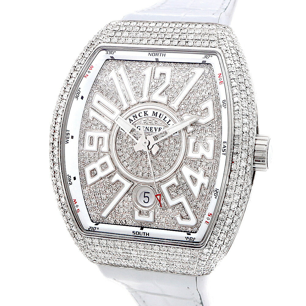 FRANCK MULLER フランクミュラー ヴァンガード ダイヤベゼル V41SCDT ダイヤモンド ダイヤ文字盤 デイト SS ステンレス アフターダイヤ メンズ 自動巻き【6ヶ月保証】【中古】【腕時計】