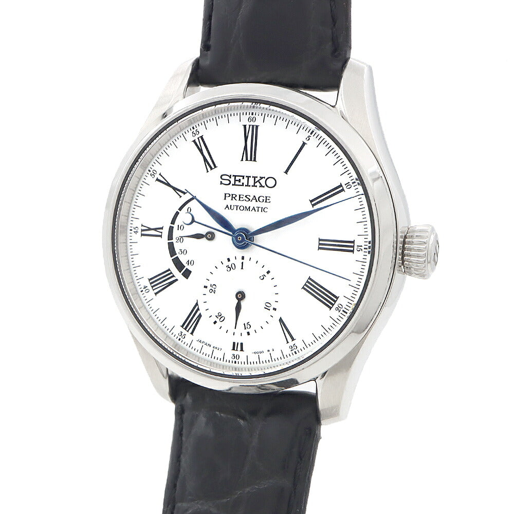 SEIKO セイコー プレザージュ 琺瑯ダイヤル 6R27-00L0 SARW035 パワーリザーブ 裏スケ 100m防水 琺瑯 白 ホワイト SS ステンレス 純正ベルト 純正尾錠 メンズ 自動巻き プレサージュ【6ヶ月保証】【腕時計】【中古】