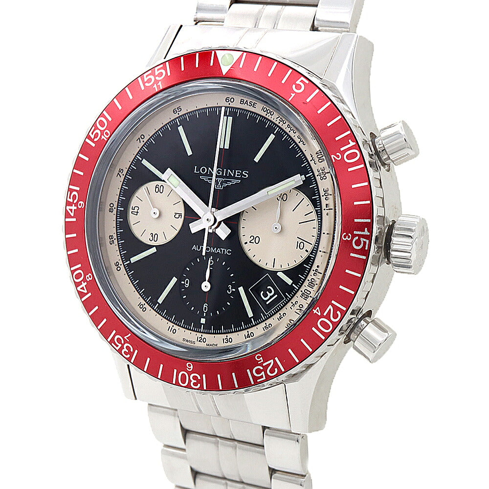 LONGINES ロンジン ヘリテージ ダイバー クロノグラフ 1967 L2.808.4 デイト 300m防水 黒 ブラック SS ステンレス メンズ 自動巻き【6ヶ月保証】【腕時計】【中古】