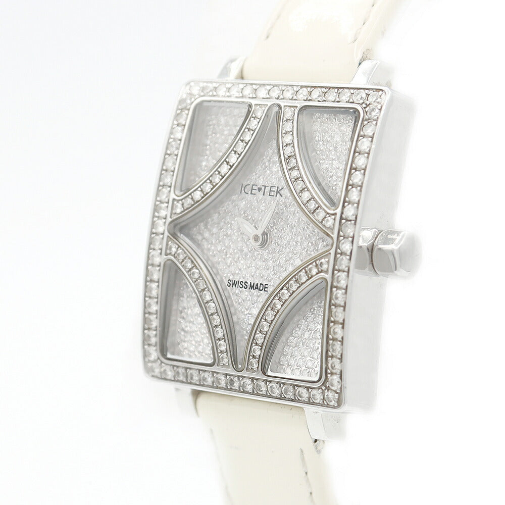 電池交換済 ICETEK アイステック クインテンポ ダイヤモンドベゼル ダイヤ SS ステンレス 純正ベルト レディース クォーツ【6ヶ月保証】【腕時計】【中古】