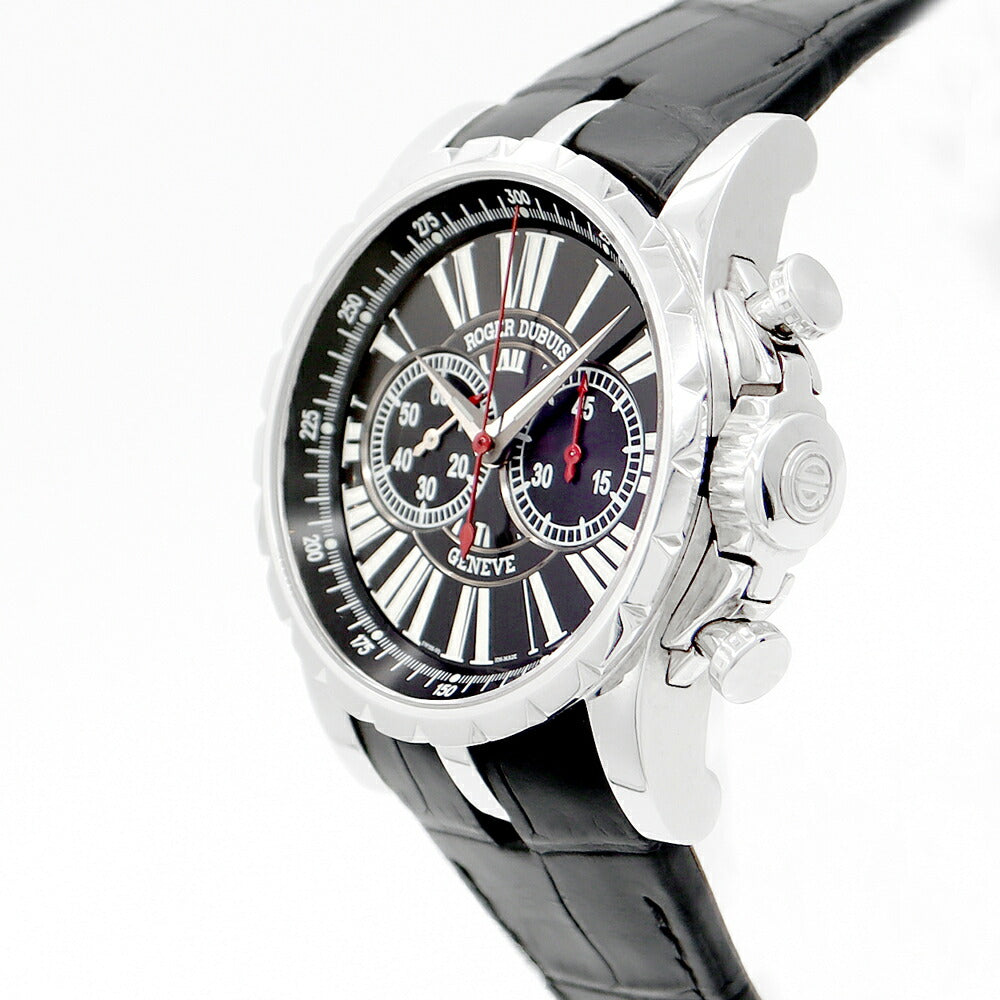 内部点検済 ROGER DUBUIS ロジェデュブイ エクスカリバー クロノ クロノグラフ DBEX0180 EX42.78.90.00/09R01/A 世界280本限定 50m防水 黒 ブラック SS ステンレス 純正ベルト 純正尾錠 メンズ 自動巻き 【6ヶ月保証】【腕時計】【中古】