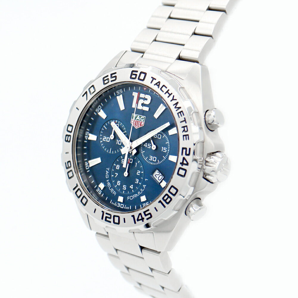 電池交換済 TAG HEUER タグホイヤー フォーミュラ1 クロノグラフ CAZ101K BA0842 デイト 青 ブルー SS ステンレス クォーツ メンズ フォーミュラー1【6ヶ月保証】【腕時計】【中古】