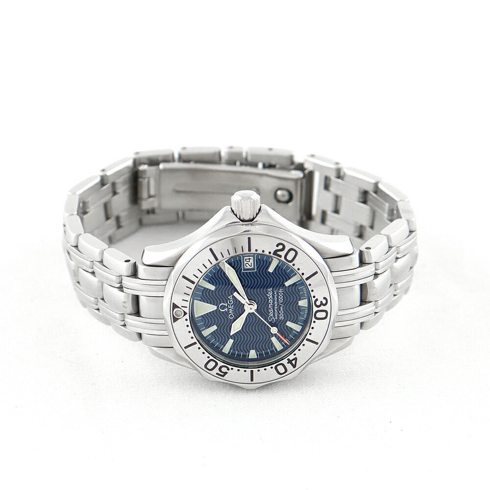 電池交換済 OMEGA オメガ シーマスター 300 プロフェッショナル ジャックマイヨール 1500本限定 2584.80 デイト 青 ブルー ギョーシェ SS ステンレス レディース クォーツ【6ヶ月保証】【腕時計】【中古】