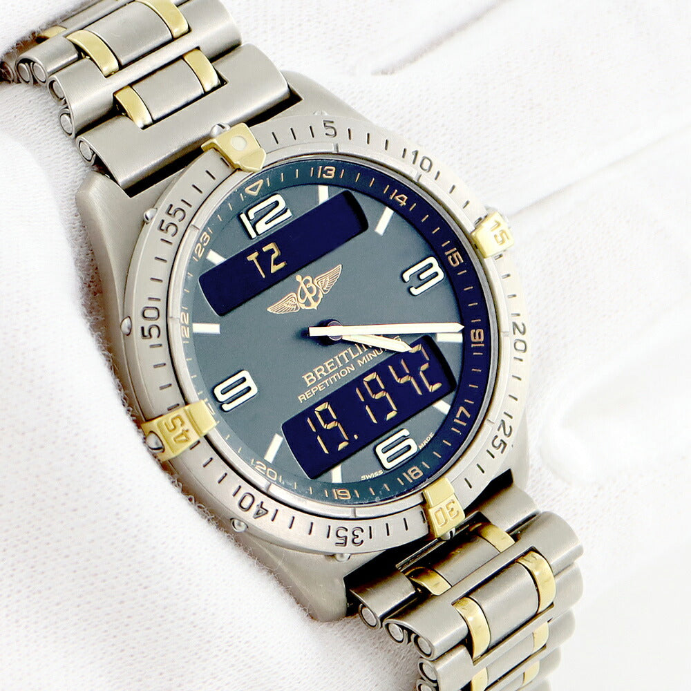電池交換済 BREITLING ブライトリング エアロスペース リピテーションミニッツ F65062 グレー チタン メンズ デジアナ クォーツ【6ヶ月保証】【腕時計】【中古】