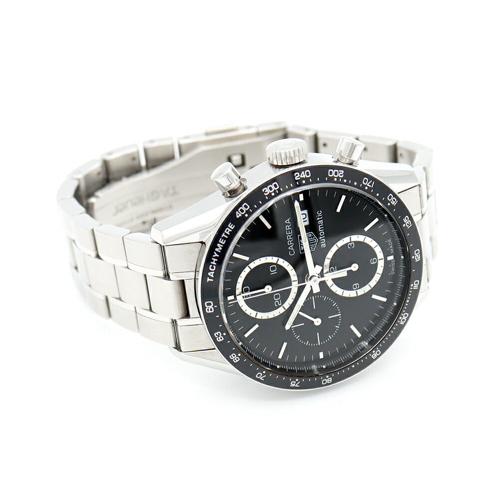 内部点検済 TAG Heuer タグホイヤー カレラ クロノグラフ CV2010 BA0794 タキメーター デイト 100m防水 黒 ブラック SS ステンレス メンズ 自動巻き【6ヶ月保証】【腕時計】【中古】