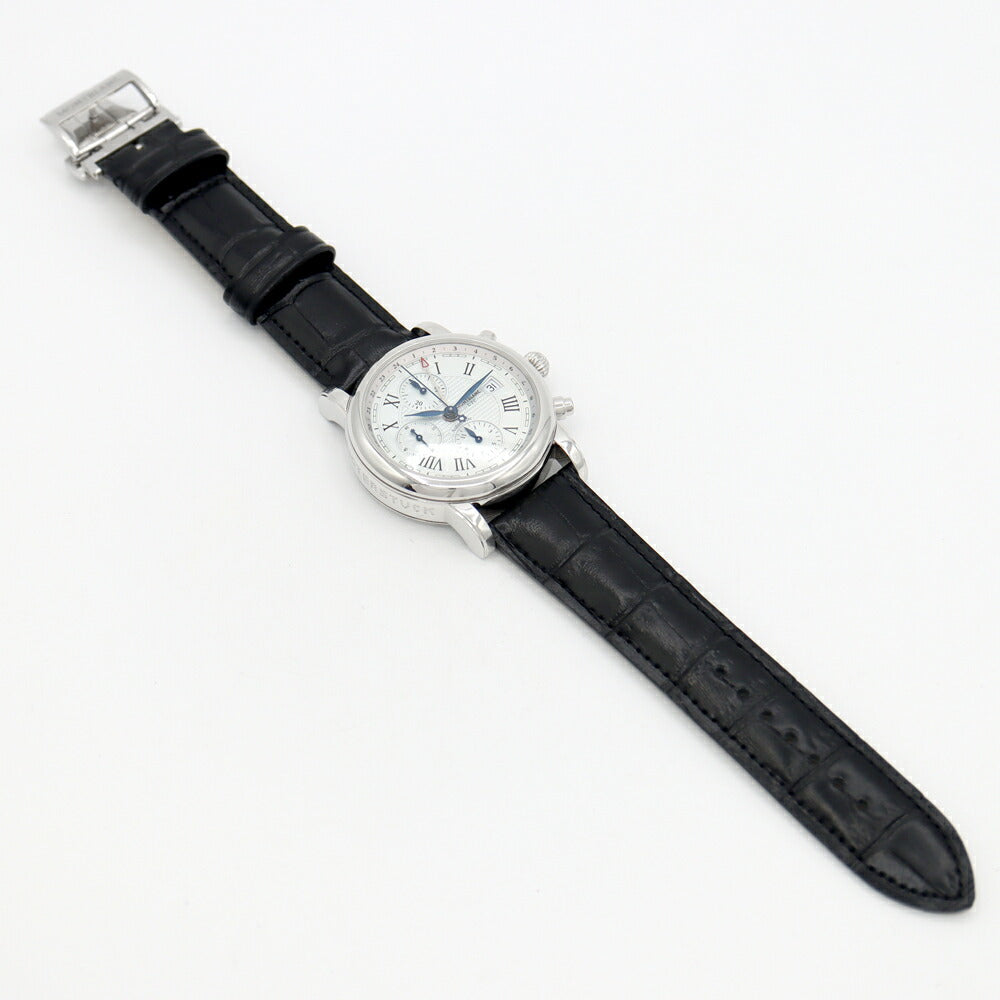 Inspection Montblanc Montblanc Montblanc Star Chronograph UTC 7223 107113 Date Back Skill Silver SS Stainless Steel Genuine Buckle Men Automatic Wind
