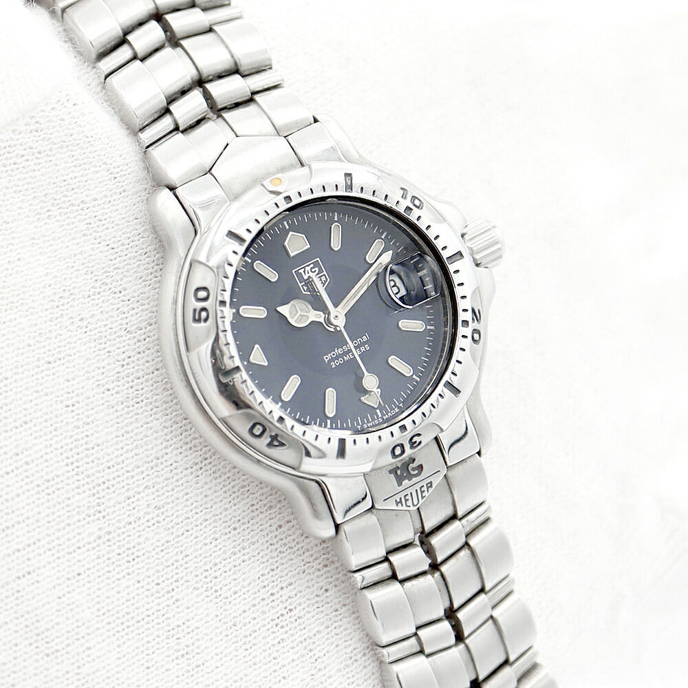 電池交換済 TAG Heuer タグホイヤー 6000シリーズ プロフェッショナル WH1315 200m防水 デイト 紺 ネイビー SS ステンレス レディース クォーツ【6ヶ月保証】【腕時計】【中古】