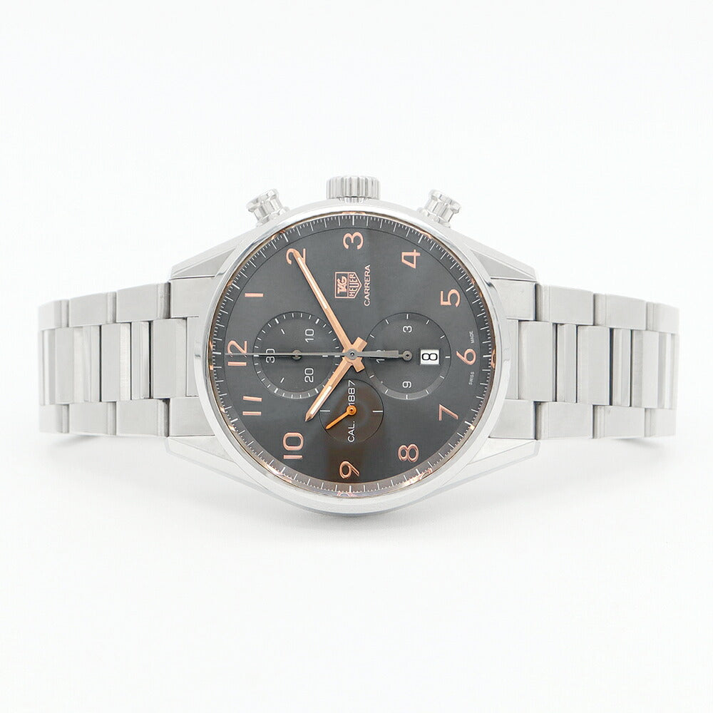 内部点検済 TAG Heuer タグホイヤー カレラ キャリバー1887 クロノグラフ CAR2013 BA0799 デイト 100m防水 グレー SS ステンレス メンズ 自動巻き【6ヶ月保証】【腕時計】【中古】