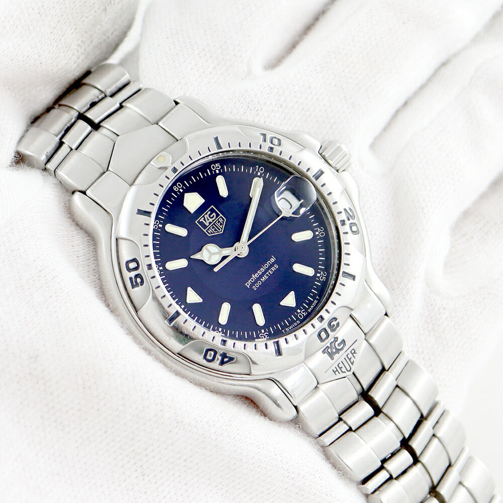 電池交換済 TAG Heuer タグホイヤー 6000シリーズ プロフェッショナル WH1115-K1 デイト 200m防水 紺 ネイビー SS ステンレス メンズ ボーイズ クォーツ【6ヶ月保証】【腕時計】【中古】