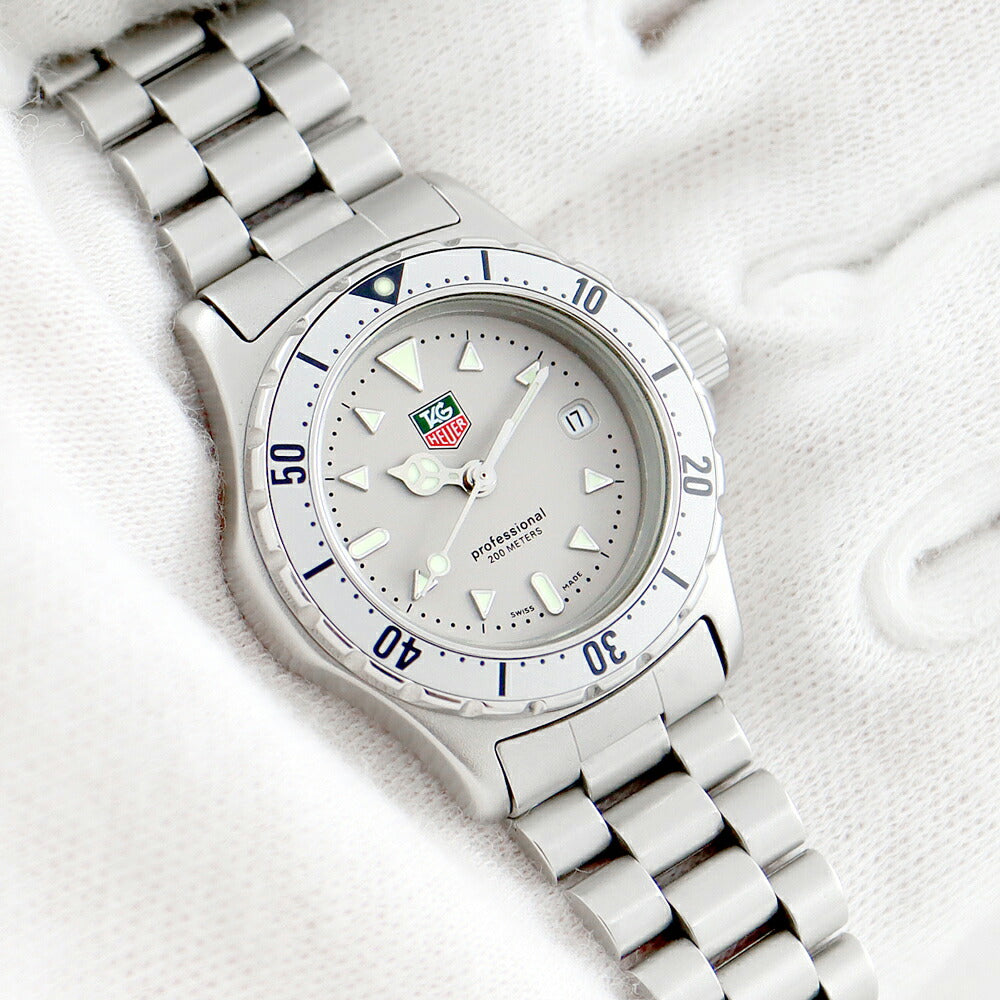 電池交換済 TAG Heuer タグホイヤー プロフェッショナル200 972.008 デイト 200m防水 シルバー SS ステンレス レディース クォーツ【6ヶ月保証】【腕時計】【中古】