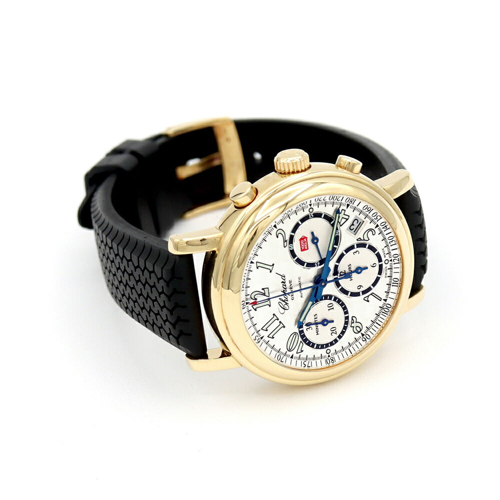 内部点検済 Chopard ショパール ミッレミリア クロノグラフ 1250 デイト シルバー K18YG イエローゴールド金無垢 純正ベルト 純正K18YG尾錠 メンズ 自動巻き【6ヶ月保証】【腕時計】【中古】