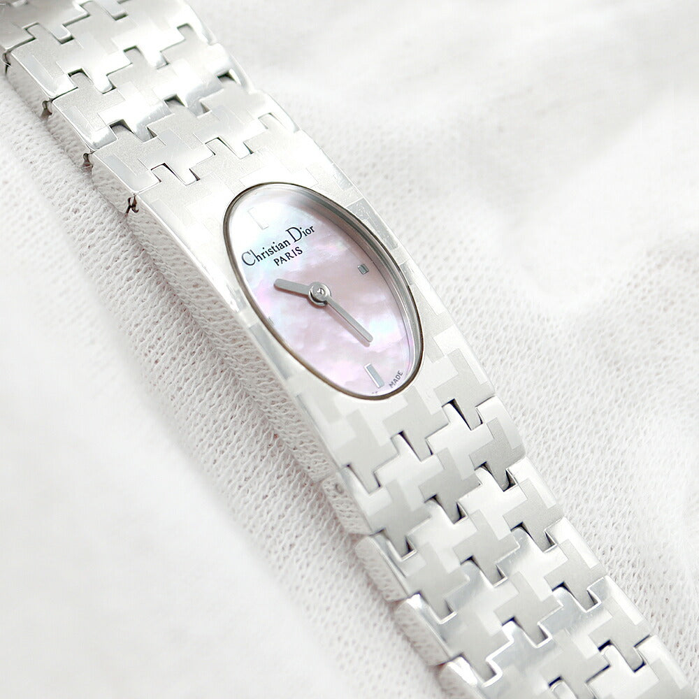 電池交換済 Christian Dior クリスチャンディオール ミスディオール D70-100 ピンク シェル SS ステンレス レディース クォーツ ヴィンテージ アンティーク【6ヶ月保証】【腕時計】【中古】
