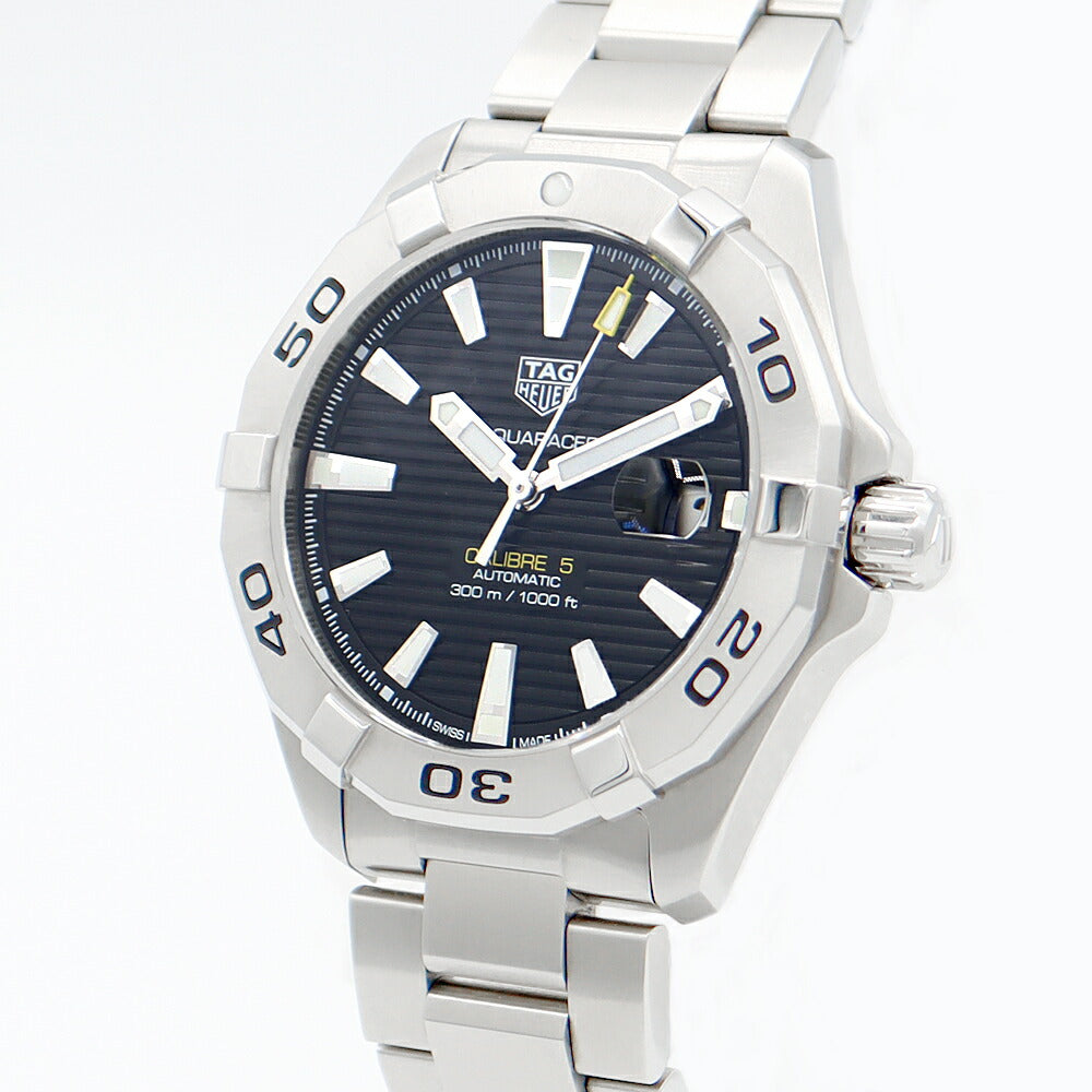 TAG Heuer タグホイヤー アクアレーサー キャリバー5 WBD2110 BA0928 デイト 300m防水 黒 ブラック SS ステンレス メンズ 自動巻き【6ヶ月保証】【腕時計】【中古】