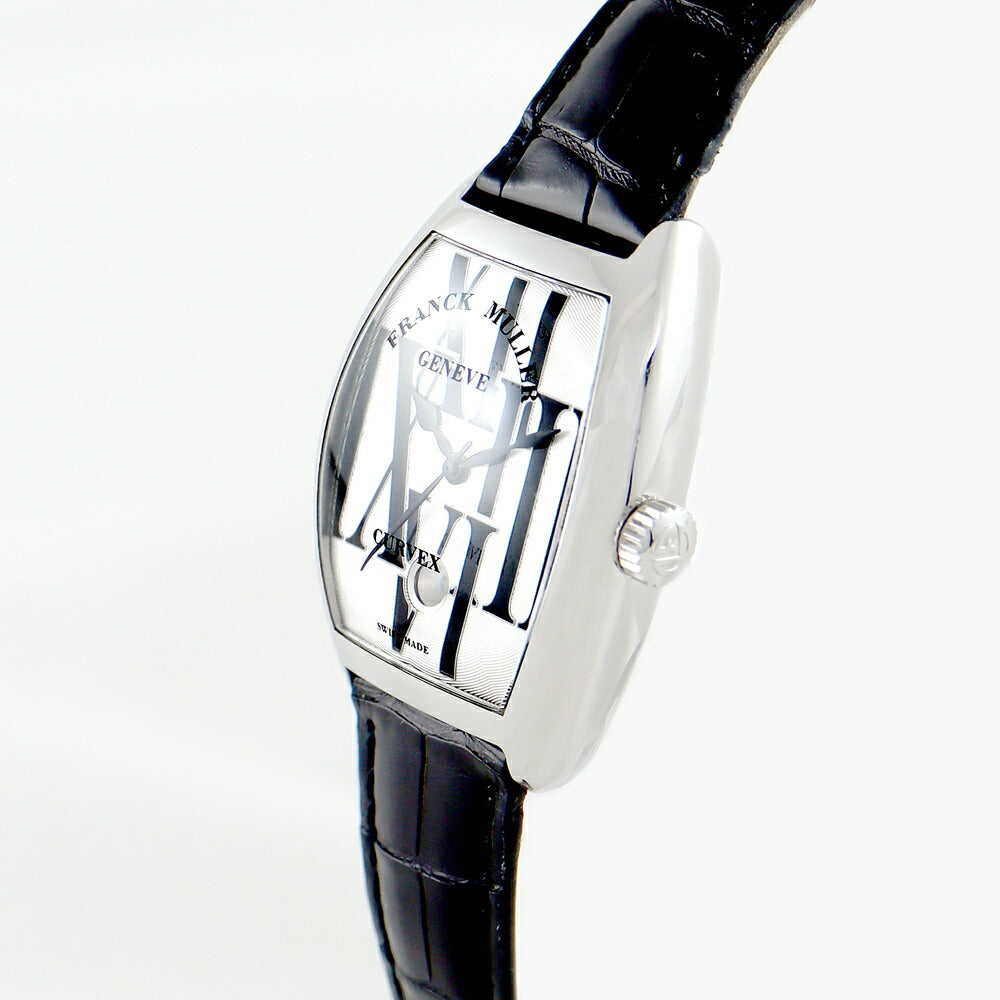 内部点検済 FRANCK MULLER フランクミュラー トノーカーベックス アロンジェ 7880SCDTRAL デイト シルバー ギョーシェ SS ステンレス 純正ベルト 純正尾錠 メンズ 自動巻き 【6ヶ月保証】【中古】【腕時計】