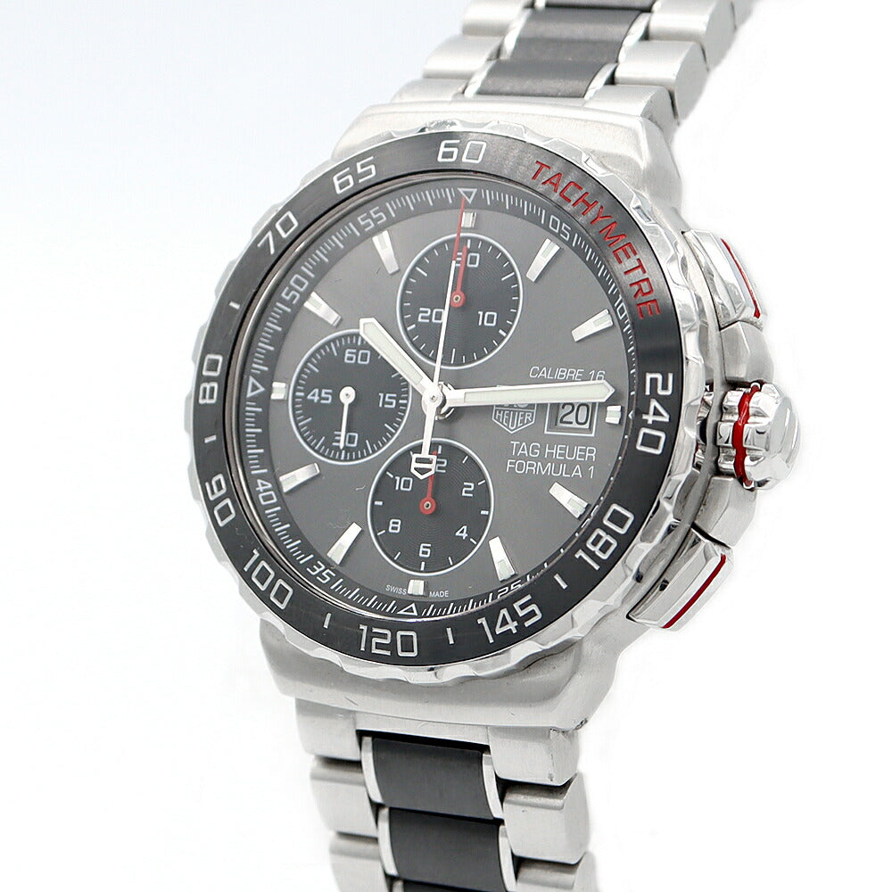 TAG Heuer タグホイヤー フォーミュラ1 CAU2011 BA0873 クロノグラフ デイト タキメーター 200m防水 グレー セラミック SS ステンレス メンズ 自動巻き フォーミュラー1【6ヶ月保証】【腕時計】【中古】