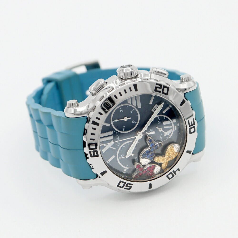 Battery replacement CHOPARD Chopard Happy Happy Sports Fish Chronograph Date Large Size Blue Blue Moving Stone Yellow Sapphire SS Stainless Steel Genuine Belt Genuine Bucket Men Quartz