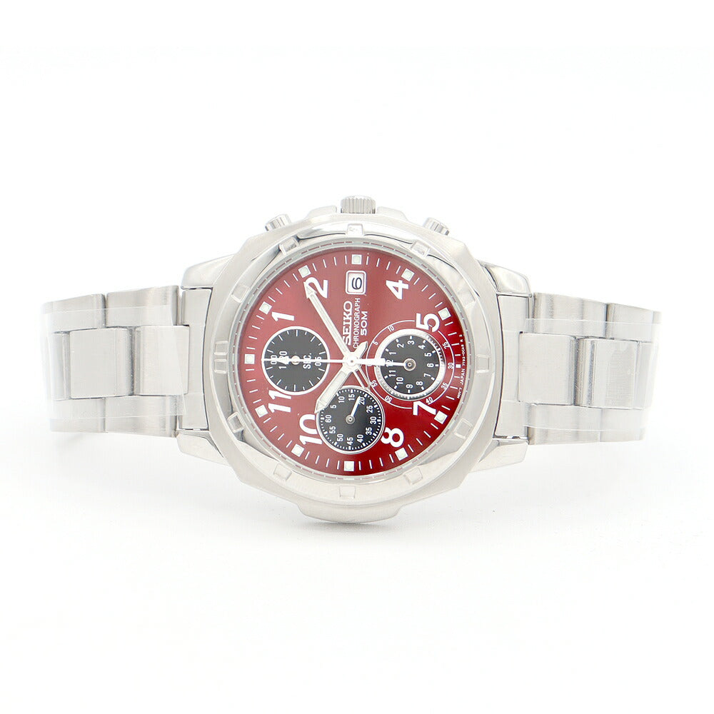 電池交換済 SEIKO セイコー クロノグラフ 7T92-0CA0 SND495PC デイト 赤 レッド SS ステンレス メンズ クォーツ 海外モデル 【6ヶ月保証】【腕時計】【中古】