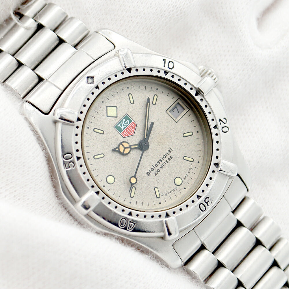 電池交換済 TAG Heuer タグホイヤー 2000シリーズ プロフェッショナル 962.213-2 200m防水 デイト グレー SS ステンレス メンズ【6ヶ月保証】【腕時計】【中古】