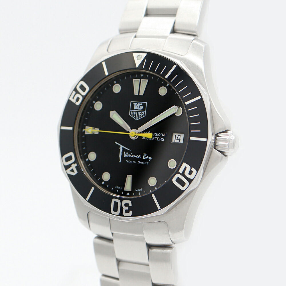 電池交換済 TAG Heuer タグホイヤー アクアレーサー ワイメア・ベイ WAB1113 1000本限定 デイト 300m防水 SS ステンレス メンズ クォーツ【6ヶ月保証】【腕時計】【中古】