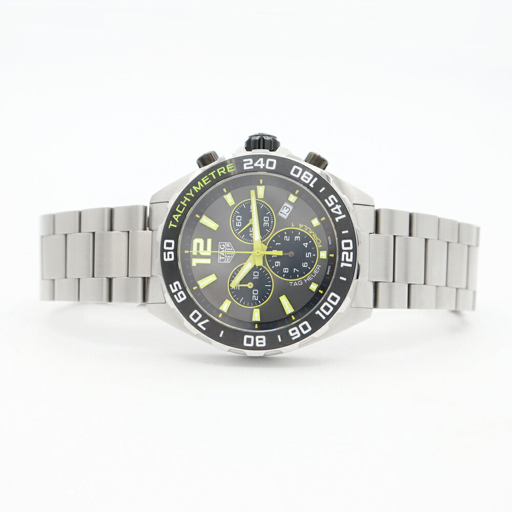 電池交換済 TAG Heuer タグホイヤー フォーミュラ1 クロノグラフ CAZ101AG BA0842 デイト 200m防水 グレー SS ステンレス メンズ クォーツ【6ヶ月保証】【腕時計】【中古】