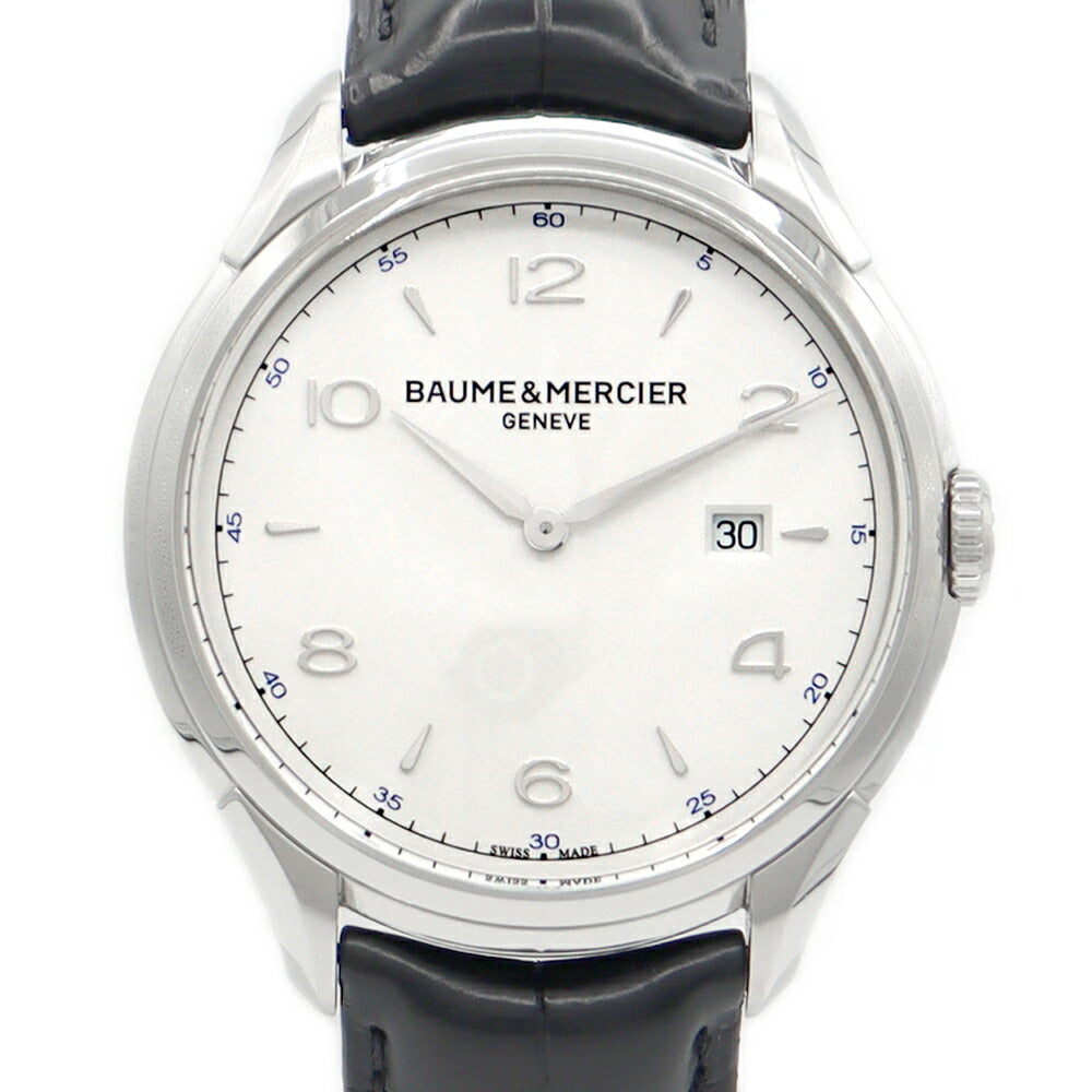 電池交換済 BAUME＆MERCIER ボーム&メルシェ クリフトン 65846 M0A10419 デイト 白 ホワイト SS ステンレス 純正ベルト 純正尾錠 メンズ クォーツ【6ヶ月保証】【腕時計】【中古】 電池交換済 BAUME＆MERCIER ボーム&メルシェ クリフトン 65846