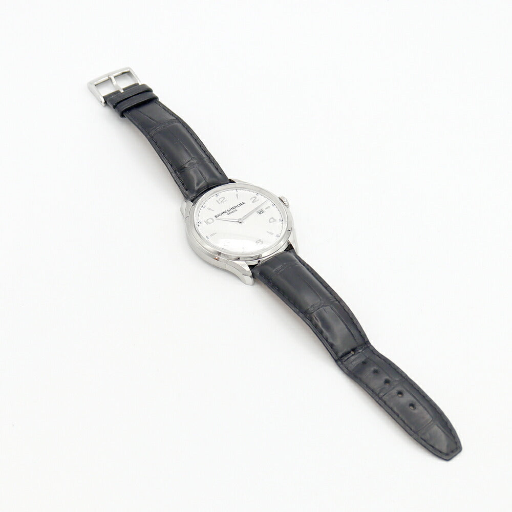 電池交換済 BAUME&MERCIER ボーム&メルシェ クリフトン 65846 M0A10419 デイト 白 ホワイト SS ステンレス 純正ベルト 純正尾錠 メンズ クォーツ【6ヶ月保証】【腕時計】【中古】
