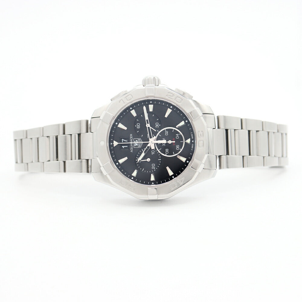 電池交換済 TAG Heuer タグホイヤー アクアレーサー クロノグラフ CAY1110 BA0927 ビッグデイト 300m防水 黒 ブラック SS ステンレス メンズ クォーツ【6ヶ月保証】【腕時計】【中古】