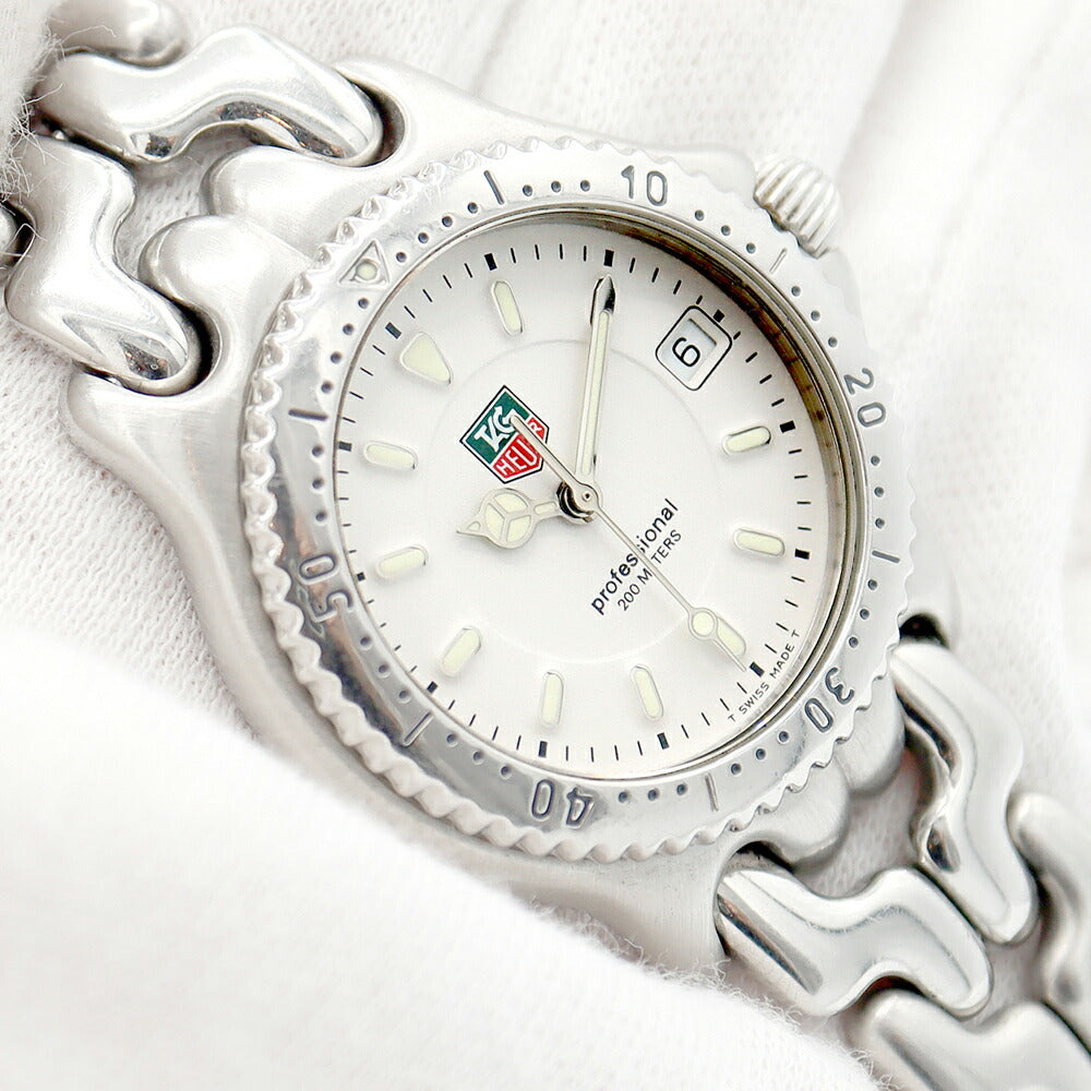 電池交換済 TAG Heuer タグホイヤー 2000シリーズ プロフェッショナル WG1212-KO デイト 白 ホワイト SS ステンレス メンズ クォーツ【6ヶ月保証】【腕時計】【中古】