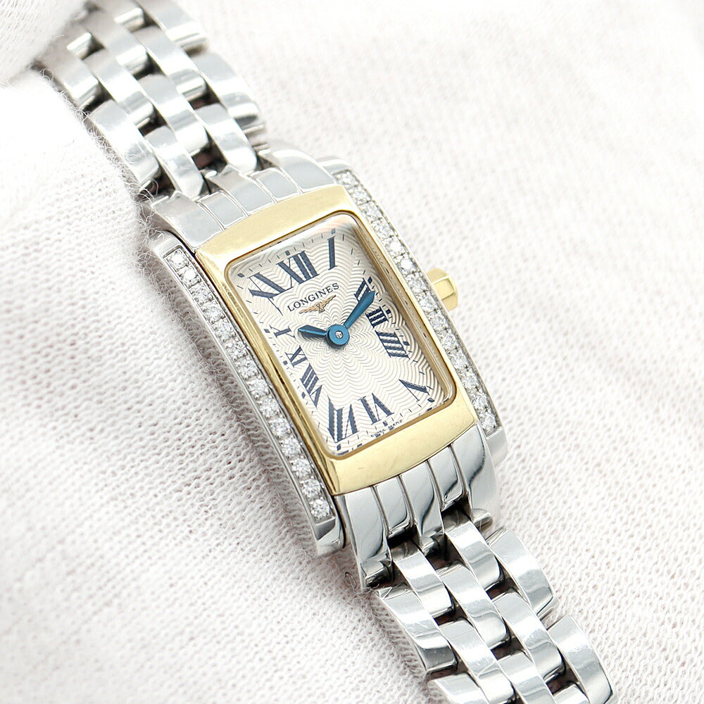 電池交換済 LONGINES ロンジン ドルチェビータ L5.158.5 純正ダイヤベゼル アイボリー SS ステンレス YG イエローゴールド レディース クォーツ【6ヶ月保証】【腕時計】【中古】